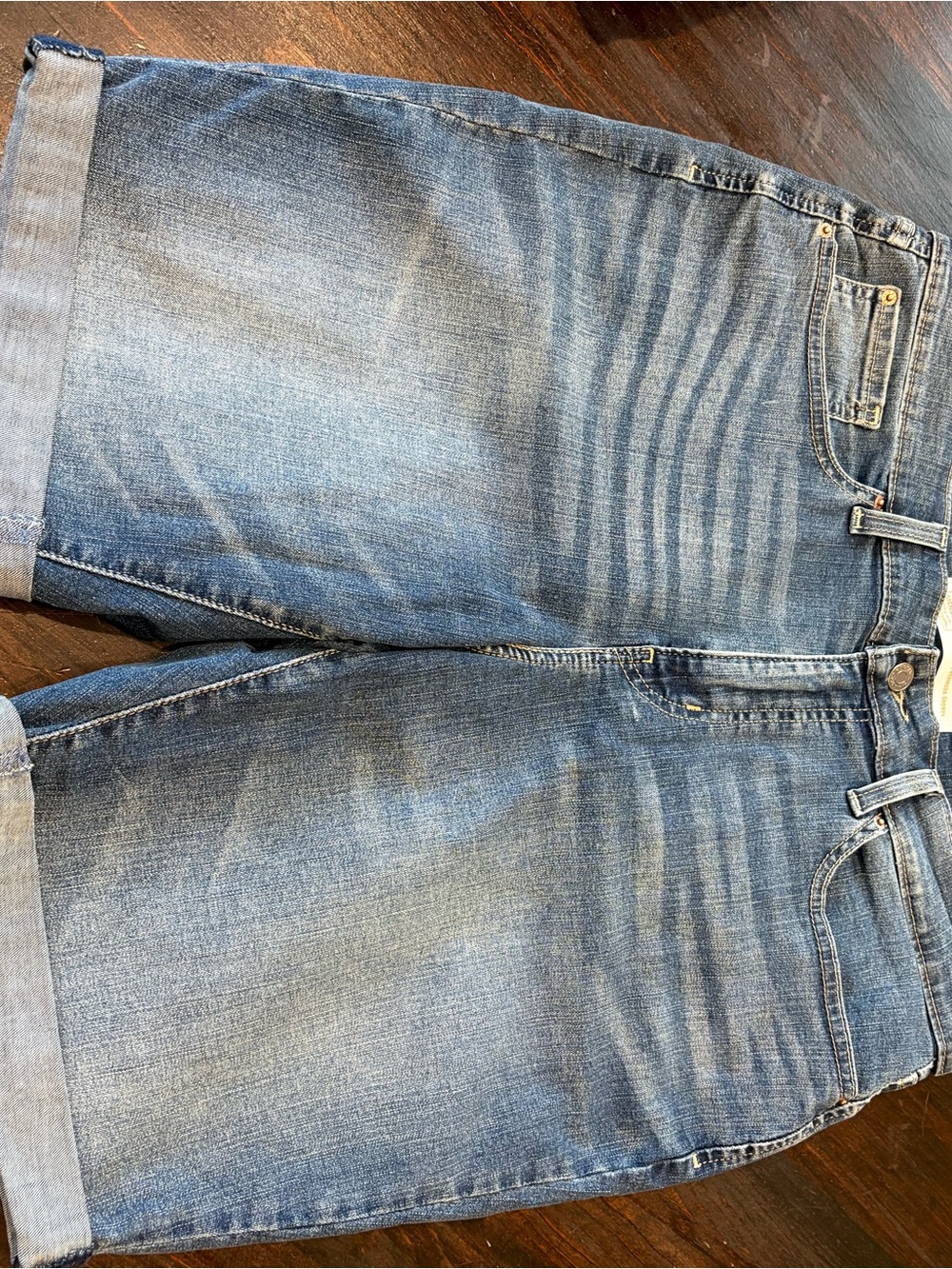 Levi's Mid-Rise Bermuda Jean Shorts in Dark Blue